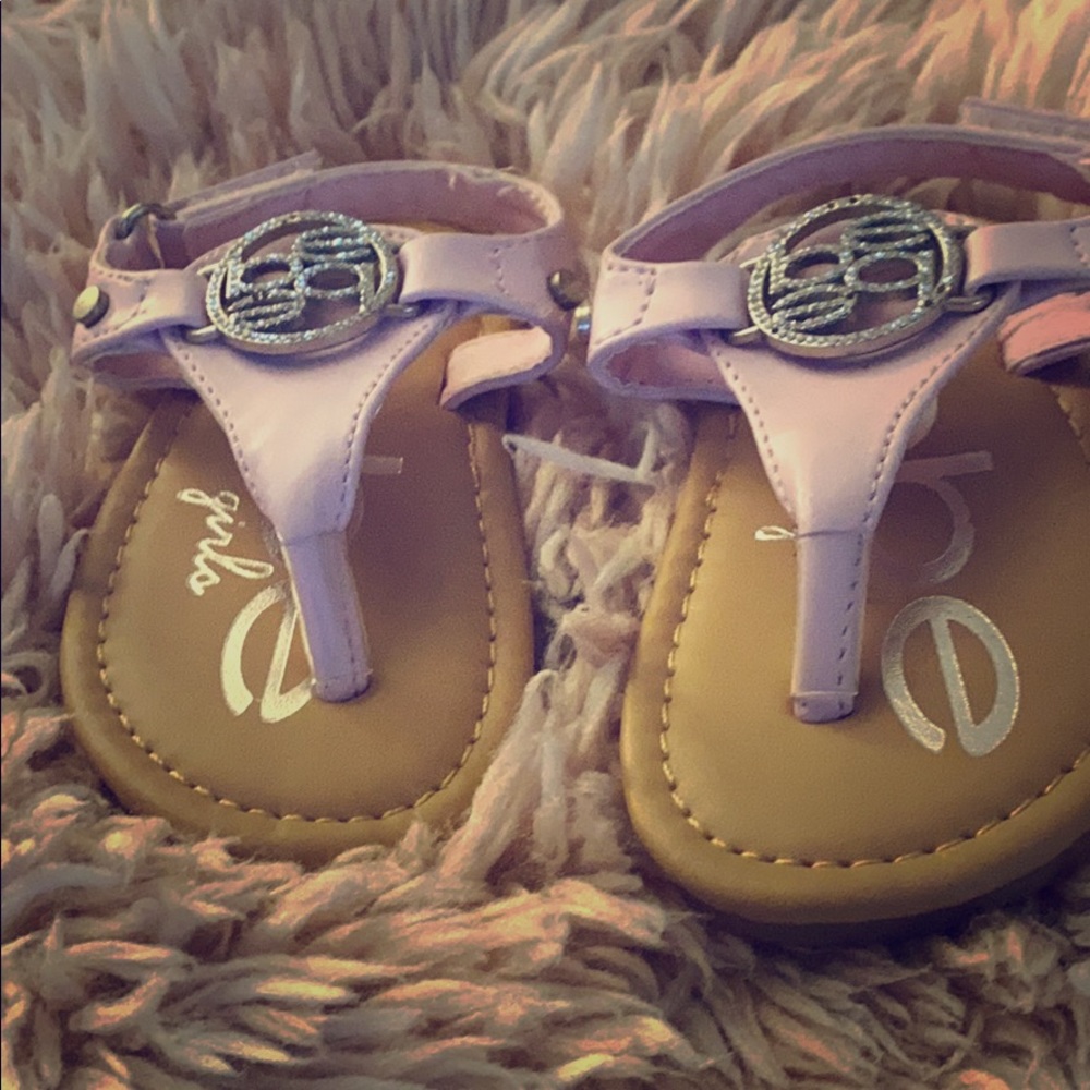Bebe Pink and tan sandals